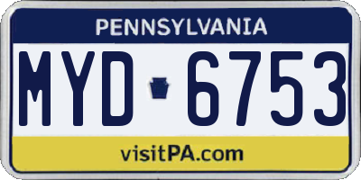 PA license plate MYD6753