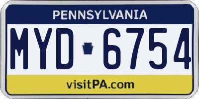 PA license plate MYD6754