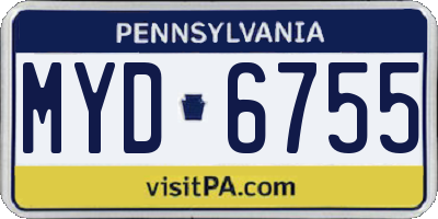 PA license plate MYD6755