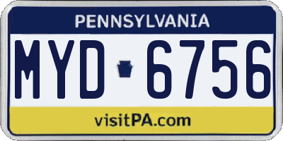 PA license plate MYD6756