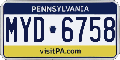 PA license plate MYD6758