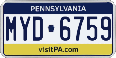 PA license plate MYD6759