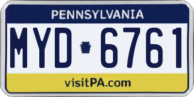 PA license plate MYD6761