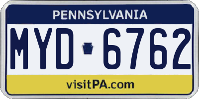 PA license plate MYD6762