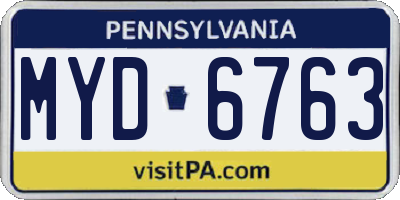 PA license plate MYD6763