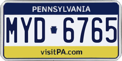 PA license plate MYD6765