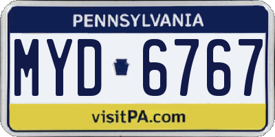PA license plate MYD6767