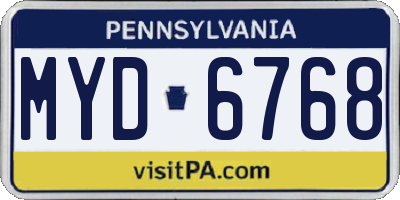 PA license plate MYD6768
