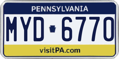 PA license plate MYD6770