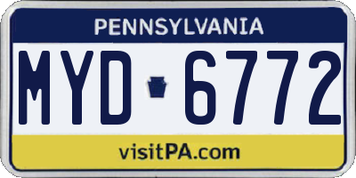 PA license plate MYD6772