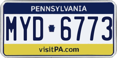 PA license plate MYD6773