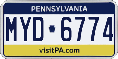 PA license plate MYD6774