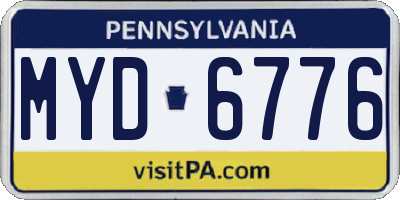 PA license plate MYD6776