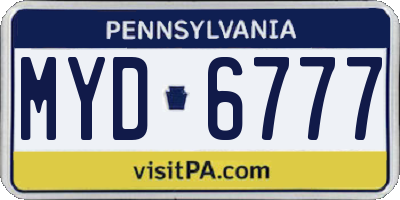 PA license plate MYD6777
