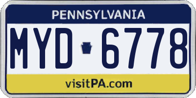 PA license plate MYD6778