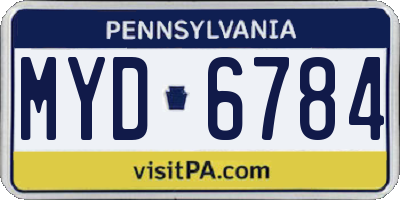 PA license plate MYD6784