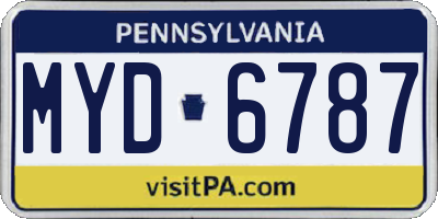 PA license plate MYD6787