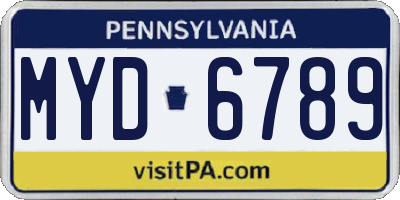 PA license plate MYD6789