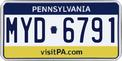 PA license plate MYD6791