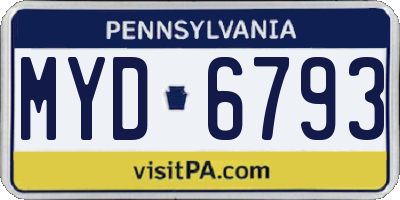 PA license plate MYD6793