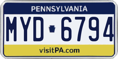 PA license plate MYD6794
