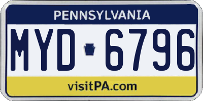 PA license plate MYD6796
