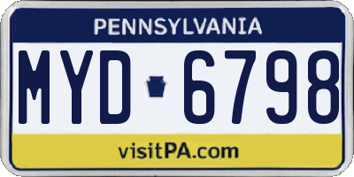 PA license plate MYD6798