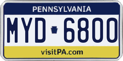 PA license plate MYD6800