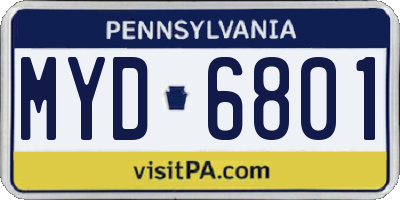 PA license plate MYD6801