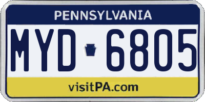 PA license plate MYD6805