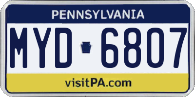 PA license plate MYD6807