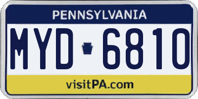 PA license plate MYD6810