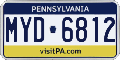 PA license plate MYD6812