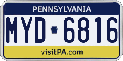 PA license plate MYD6816