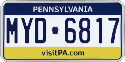PA license plate MYD6817