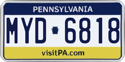 PA license plate MYD6818