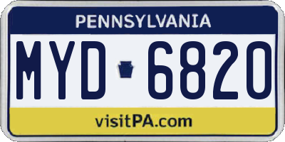 PA license plate MYD6820