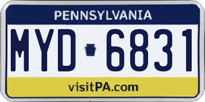 PA license plate MYD6831