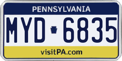 PA license plate MYD6835