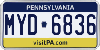 PA license plate MYD6836