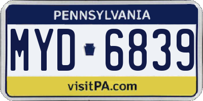 PA license plate MYD6839