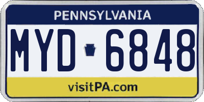 PA license plate MYD6848