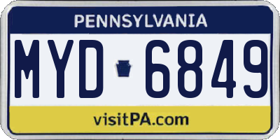 PA license plate MYD6849