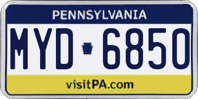 PA license plate MYD6850