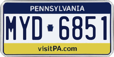 PA license plate MYD6851