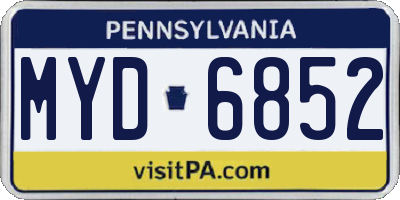 PA license plate MYD6852