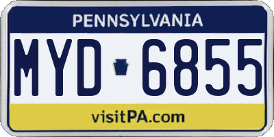PA license plate MYD6855