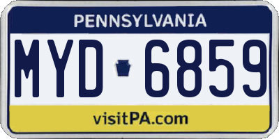 PA license plate MYD6859