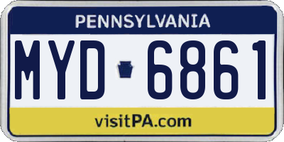 PA license plate MYD6861