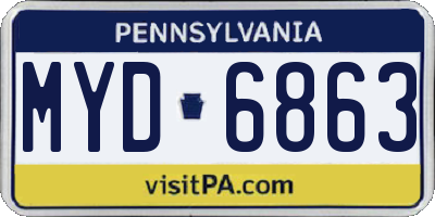 PA license plate MYD6863